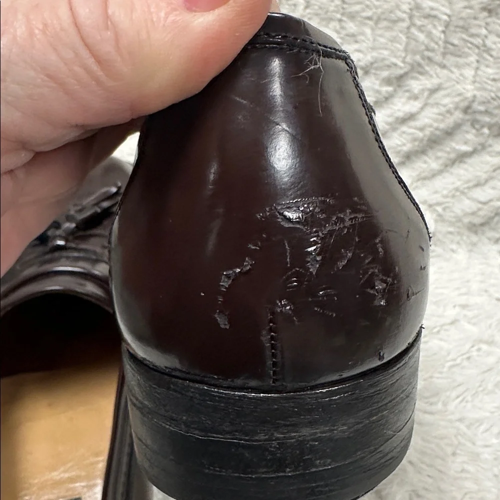 Bally Moresco Brown Leather Tassel Fringe Loafer Shoes Size 10 D, Made in Italy